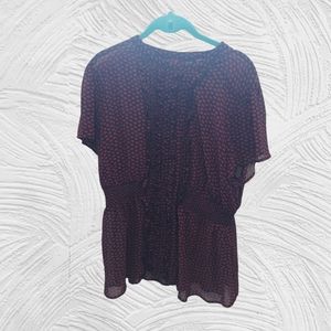 Torrid Black Red Lip Print Ruffle Sheer Babydoll Top